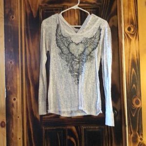 Burnout sheer hooded top